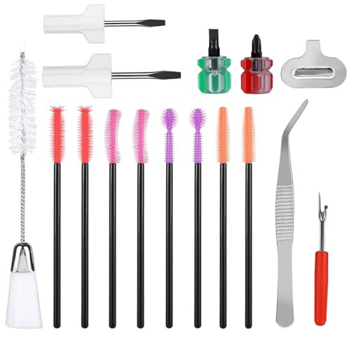 16pcs Sewing Machine Cleaning Kit, Sewing Machine Crevice Cleaning Tools Including Dual-Head Brush Screwdriver Silicone Brush Tweezers Seam Ripper Sewing Machine Repair Accessories