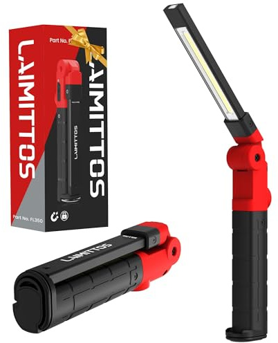 LAIMITTOS Wiederaufladbare Arbeitsleuchte 2200mAh Magnetische LED Arbeitsleuchte Faltbare Taschenlampe mit Haken 3 Beleuchtungsmodi Mechaniker Licht Tragbare Außenlampe für Autoreparatur, Haus, Garage