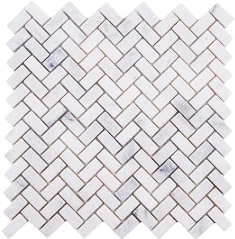 (10 Fliesen) Mosaik Fliese Marmor Naturstein Herringbone Carrara Antik Marmor-Mosaik Marble für BODEN WAND BAD WC DUSCHE KÜCHE FLIESENSPIEGEL THEKENVERKLEIDUNG BADEWANNENVERKLEIDUNG Mosaikmatte
