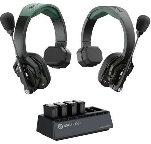 Hollyland Solidcom SE Pro (1.9GHz) Auriculares de comunicación inalámbrica con cancelación de Ruido ENC, 2 usuarios,Alcance de 1312 pies, Admite Tipo C para conectar Auriculares con Cable