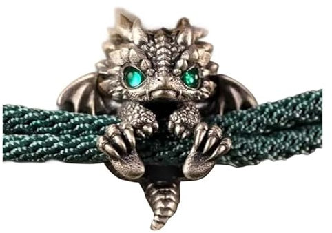 Hliloy Süßes silbernes Drachen-Armband, verstellbares silbernes Drachen-Armband, Tierschmuck, kreatives Drachenperlenarmband, Glücksbringer-Armband, niedlicher Tierschmuck, Armband-Geschenke, As