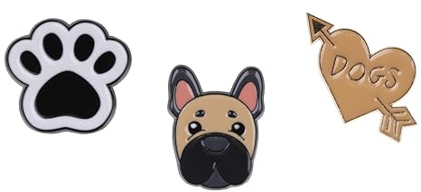 Stands Out, Supplying Outstanding Gifts Frenchie Themed Gift Set Collection Of 3 Pin Badges Including A Black and White Paw Print, Frenchie And I Heart Dogs