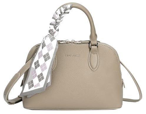David Jones - Kleine Handtasche Damen - Henkeltasch PU Leder - Schultertasche Umhängetasche - Kleine Tote Elegant Modisch Stilvoll Alltags - Beige