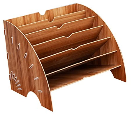 HAPINARY Bücherregal Fürs Arbeitszimmer Fächerförmiges Bücherregal Aus Holz Dokumentenregal Zur Aufbewahrung Mehrschichtiges Büroregal