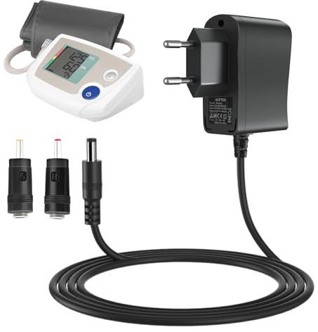 Netzadapter für Blutdruckmessgerät, 6 V, 1 A, mit 2 Steckern für Omron HHP-CM01, Omron M7 M500 M700 M3 M5 M6 M2 Basic/Intelli IT X2 X4 X7 Smart, X2 Basic, X3 Comfort