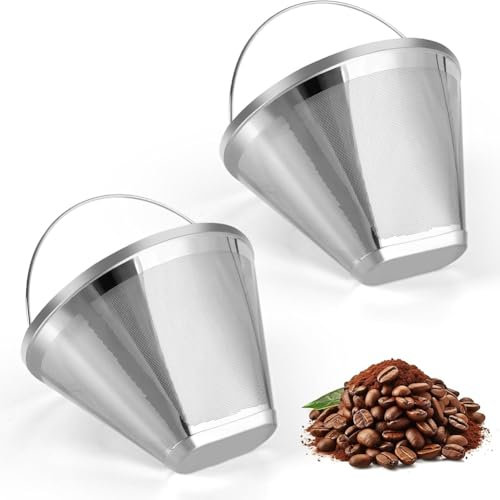 berjalan Kaffeefilter aus Edelstahl, geeignet für Kaffeefilter, Permanenter Kaffeefilter mit 4 Kegeln, 2 Stück