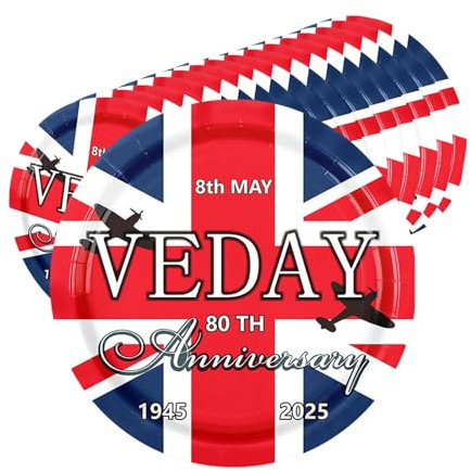 32pcs VJ Day Plates,9inch 80th Anniversary Paper Plate Victory over Japan Party Disposable Round Dinner Plates Paper Dinnerware for Celebrate VJ-Day 80 Years WWII Victory Commemorative Table Décor