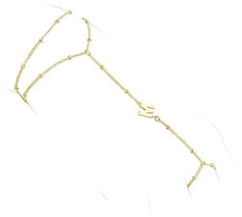 TINGN Armband Damen Gold, 14K Vergoldete Gold Hand Armband mit Buchstaben M Goldene Handkette Damen Mädchen Goldschmuck Personalisiertes Geburtstagsgeschenke Muttertagsgeschenke für Frauen Mama Oma