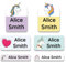 Pack of 82 School Name Labels for Water Bottles 3 Sizes for Personalised Name Stickers for Kids Stick-On Name Stickers for Clothes Kids Papa Prints - Unicorns