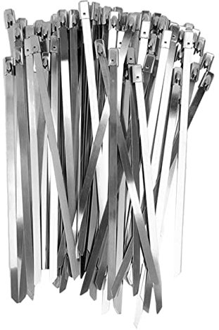 Stainless Steel Self Locking Cable Ties 100Pcs High Strength Rustproof Wire Management Solution for Home Office Garage Plant Patio Netting (Type A)