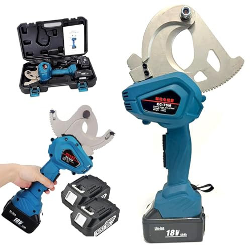 JIMINHUIXIN Pince Coupe-CâBles Hydraulique éLectrique avec 2 Batteries, Coupe-CâBle Hydraulique éLectrique à Cliquet, Outil De Coupe-CâBles De Batterie, for CâBle CU/Al Et Blindé