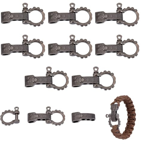 UNICRAFTALE 8 Sets Verstellbare Legierung Schraubstift Rotguss Schäkel Überlebensarmband Verschlüsse Metall Buganker D Schäkel Clip Verschluss Für DIY Armband 335mm Länge