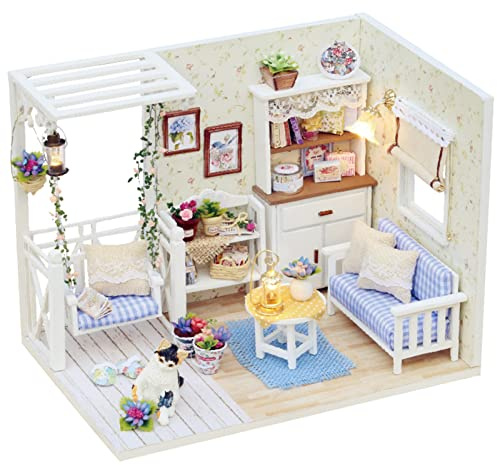 CUTEROOM Diy Dolls House Kit, Miniature Dolls House Kit, Kitten Diary | DIY Wooden Dollhouse Handmade Miniature Kit, Miniature Dolls House Kit, DIY Dollhouse Kit Craft Birthday Gifts