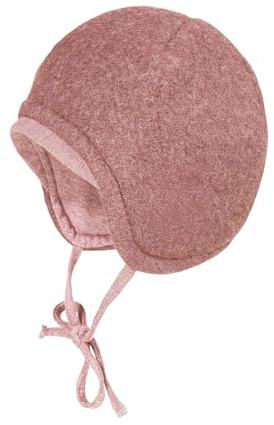 maximo GOTS Baby-Mütze,Wollfleece Jerseyfutter, Band