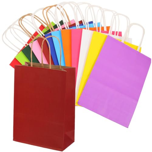 VALICLUD 24stücke Papiertüten mit Henkeln Geschenktüten aus Papier Unbedruckt für Geburtstagsfeiern Partys Gastgeschenktüten
