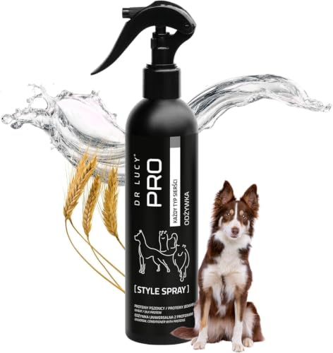 DR LUCY PRO Style Spray Conditioner für Hunde zum Aufsprühen, mit Seiden- & Weizenproteinen, antistatisch, entwirrend & glanzverleihend, ohne Ausspülen, 250 ml