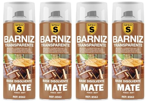 SPSIL Pintura Spray Mate Barniz Mate(pack of 4) 400ml, Secado Rápido Profesional, Aplicación Fácil en Metal Madera Plástico, Interior Exterior Ideal DIY Decoración Muebles Automóviles