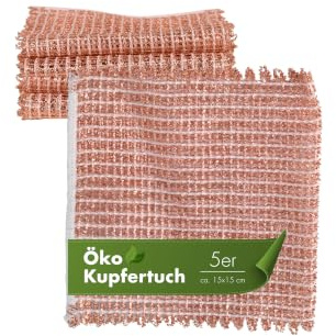 Haushalt und Genuss Kupfertuch Set Kratzfrei für Edelstahl Ceranfeld Glas & Grillrost Kupferlappen 15x15 cm rostet Nicht langlebig & umweltfreundlich (5)