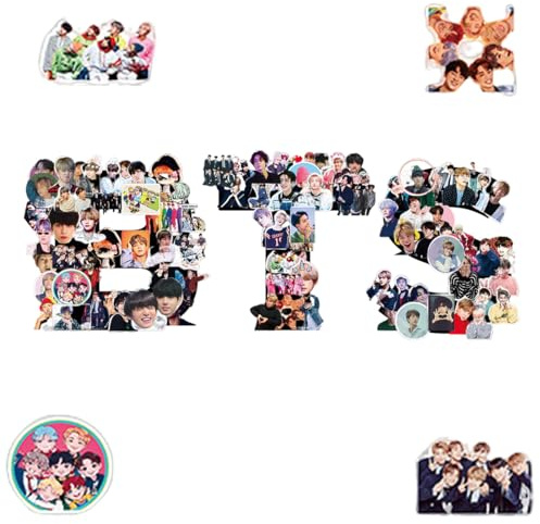 Ozmw 100 BTS Stickers Aufkleber, Wasserdichte Vinyl Kpop Stickers Set, BTS Meme Sticker, Mini Fotoaufkleber,BTS Merch,Geschenk für fans, Für Laptop Helm Fahrrad,JIN SUGA j-hope RM JIMIN V JUNGKOOK