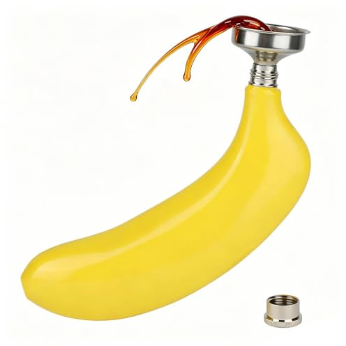 Taschenflasche für Whisky, 150 ml tragbare bananenförmige Whiskyflasche für Spirituosen Mini Edelstahlflasche mit Auslaufschutz und Trichter ideal für Reisen, Büro, Zuhause, Angeln und Wandern