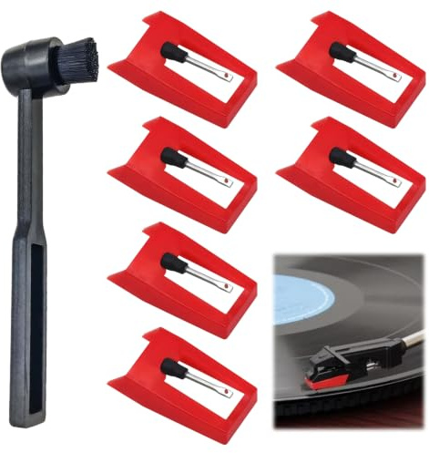 6 Stück Plattenspieler Nadel, Austausch Plattenspieler Universal | Diamant Nadel-Plattenspieler mit Stiftreinigungsbürste,Plattenspielernadeln Tonabnehmer,Ersatzzubehör fürSchallplattenspieler