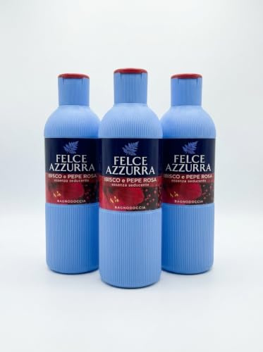 Bagnodoccia Felce Pepe Rosa e Ibisco, Bagnoschiuma Profumato, Effetto Seducente, 650ml, Set Multiplo (Set da 3 Flaconi)