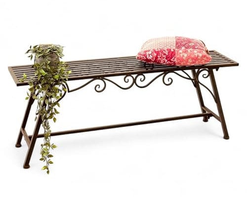 San Marco Gartenbank Wetterfest Metall - 120 cm Sitzbank mit Ornamenten Cucciu XL - Robuste Eisenbank im Antik-Design Ideal für Garten, Terrasse & Balkon