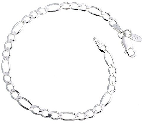Massives 4,5mm Figaro Armband - 925 Sterling Silber, Länge 16-25cm