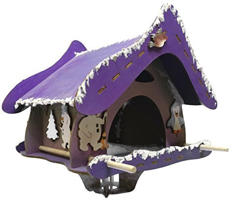 Petra's Bastel-News Bastelset Vogelhaus mit Stabhalterung Schneemann ca. 17cm unbemalt und ungeklebt, Holz