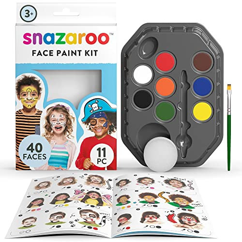 Snazaroo - Paleta de maquillaje para cara con 8 Pastillas + Pincel y Esponja - Aventura