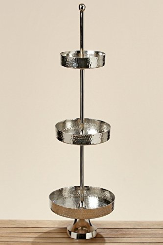 BOLTZE Etagere Alumium vernickelt Silber DREI Etagen Deko Servierteller Servierschale Gebäckteller H 70 cm