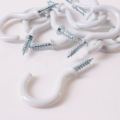 100x White Plastic Coated Cup Hooks