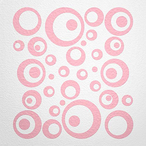 WANDfee Wandtattoo Kreise Punkte 50 FARBWUNSCH I pastellrosa I Wandaufkleber Aufkleber Kinderzimmer Fliesenaufkleber Badezimmer Küche