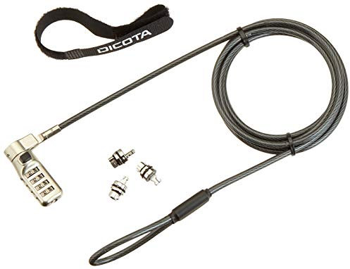 Dicota D31713 câble antivol Noir 2 m - Câbles antivol (Noir, Code, Ordinateur Portable, Enregistrement par Combinaison/Mot-clé, PVC, 2 m)