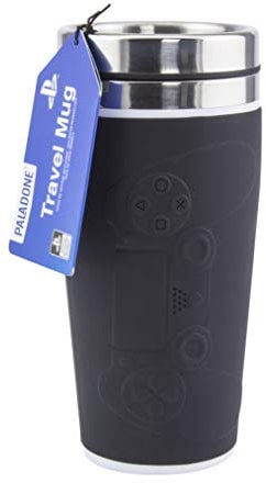 Paladone PP6580PS Playstation Controller Travel Mug Reisebecher, edelstahl, 450 milliliters, Schwarz, 1 Stück (1er Pack)