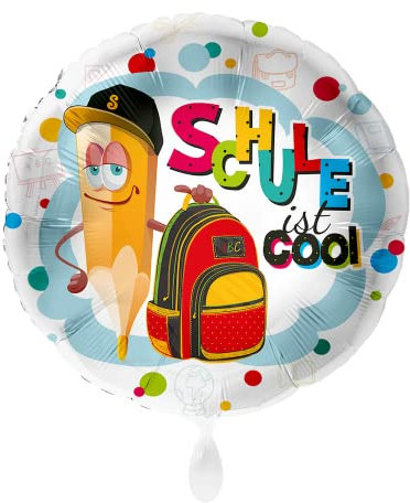 1 Folienballon Schulanfang Einschulung Schule ist cool ungefüllt bunt ca 43 cm Ballongas geeignet
