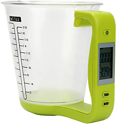 NOPNOG Multifunktion Digitaler Messbecher, Temperaturmessbecher, Küchenwaage, LCD-Anzeige, Kunststoff (Grün)