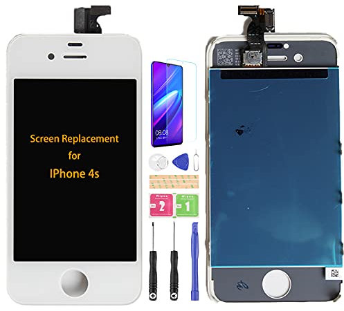SRJTEK Kompatibel mit iPhone 4S A1431 A1387 LCD Display Touch Screen Sensor Ersatzteile Digitizer Assmebly Kits (Weiß ohne Rahmen)
