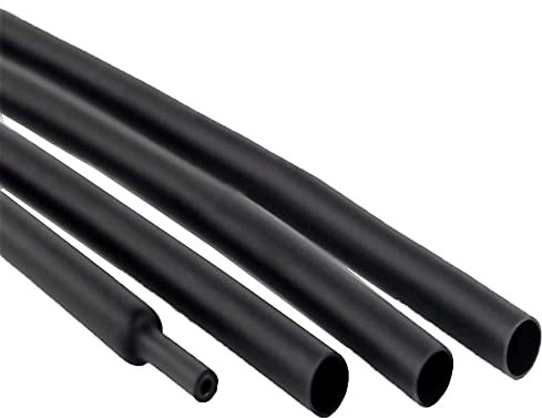 3:1 Shrink Ratio Dual Wall Heat Shrink Tubing Heat Activated Adhesive Glue Lined Marine Shrink Tube Wire Sleeving Wrap Protector Black - 3M (6.4mm)