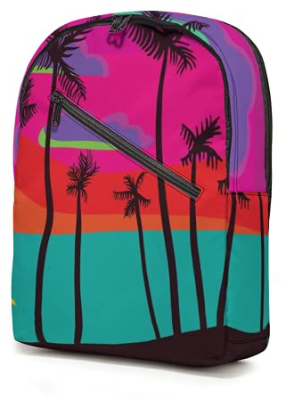 Illustration of Tropical Palm Trees Backpack Water Resistant school bags Lightweight Bookbags Camping Travel School Bag Large Capacity for Boys Girls Teen Adults