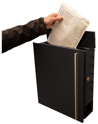 iLoveParcels Waterproof Lockable Letterbox with Newspaper Holder – Wall-Mountable Outdoor Mail & Letter Box in Black, Galvanised Steel for Wall, Door, or Fence Storage (37x13x43.5cm)