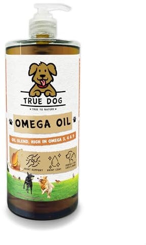 True Dog Premium Omega Oil, High Grade Omega 3, 6 & 9 supplement for Dogs & Cats | Hemp & Flaxseed Blend, Joint, Mobility, Skin & Coat Support (1ltr)