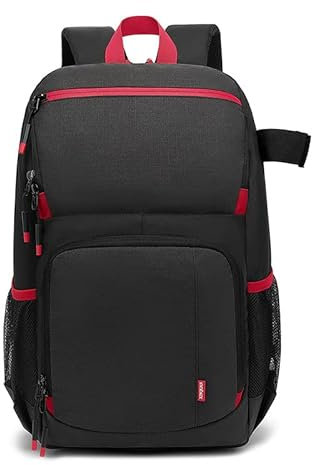 LEEMASING Bolsa multifuncional de gran capacidad para cámara, impermeable y resistente al desgaste, bolsa de fotografía de doble hombro para mujeres y hombres fotógrafos (negro)