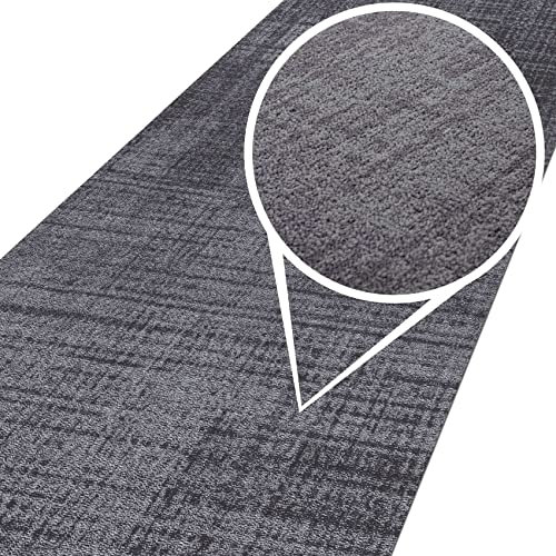 ANRO Teppich Läufer Wohnzimmer Flur Schlafzimmer Küche Küchenläufer Küchenteppich rutschfest Meterware Anton Grau 100 x 350cm Neuheit