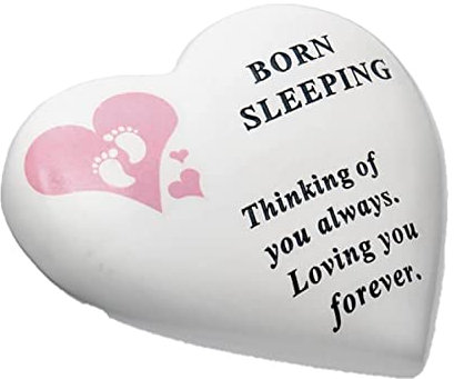 Widdle Gifts Ltd Ornement funéraire en forme de cœur pour bébé – Born Sleeping – Rose/fille 2499