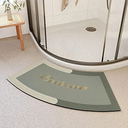 MOTT 50 Tapis de douche d'angle à séchage rapide, antidérapant, incurvé, doux, absorbant, pour salle de bain, tapis confortable, vert, 40 x 60 cm