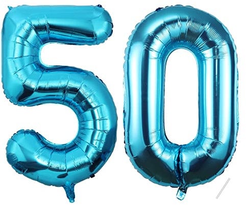 50 Geburtstag Deko zahlen luftballon 50 jahre | Folienballon blau- für 50. Geburtstagsdeko Männer Frauen Ballon Zahl Deko zum Geburtstag fliegt mit Helium 50.Geburtstagsparty 40-101cm