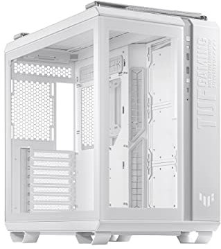 ASUS TUF Gaming GT502 White ATX Mid-Tower Computer Case,Front Panel RGB Button,USB 3.2 Type-C,2x USB 3.0 Ports,Tool-free Side Panel,ARGB Hub, 360mm and 280mm Radiator compatible, Fabric Handle on top.