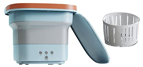 AMONIDA Lavadora Plegable, Mini Lavadora Portátil 4.5L Gran Capacidad 3 Velocidades De Dispensación Fácil Operación con Cubo De Drenaje para Viajes (Azul)