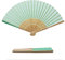 OLILLY - 50 quality fans in green and bamboo fabric (green, 50 fans)